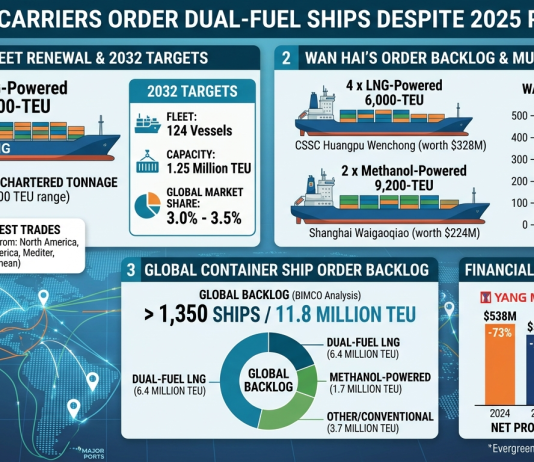 Yang Ming, Wan Hai expand dual-fuel ships